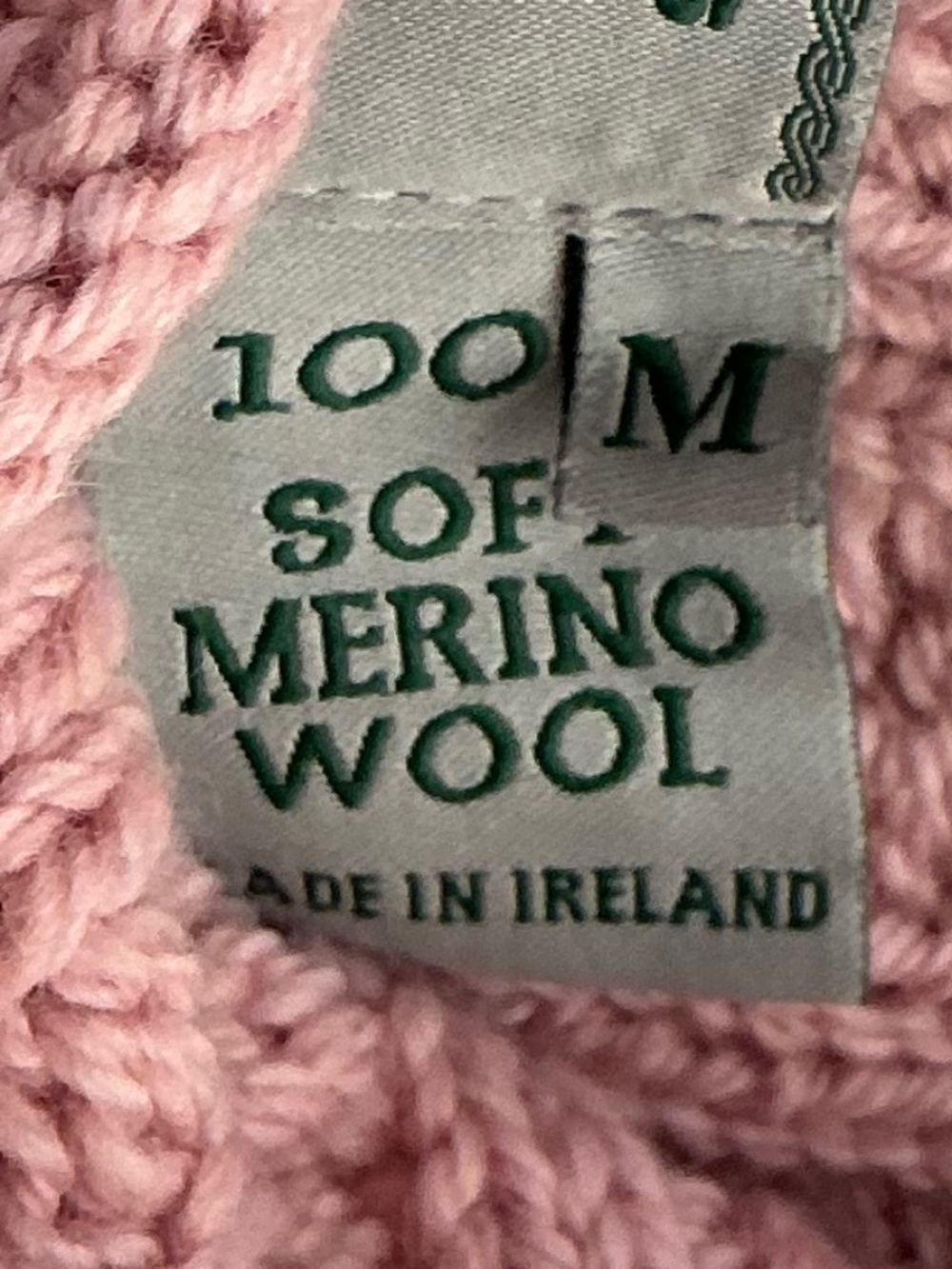 Aran Crafts Ireland Sweater Pink Soft Merino Wool Cable Knit EUC Womens Medium - Picture 5 of 13